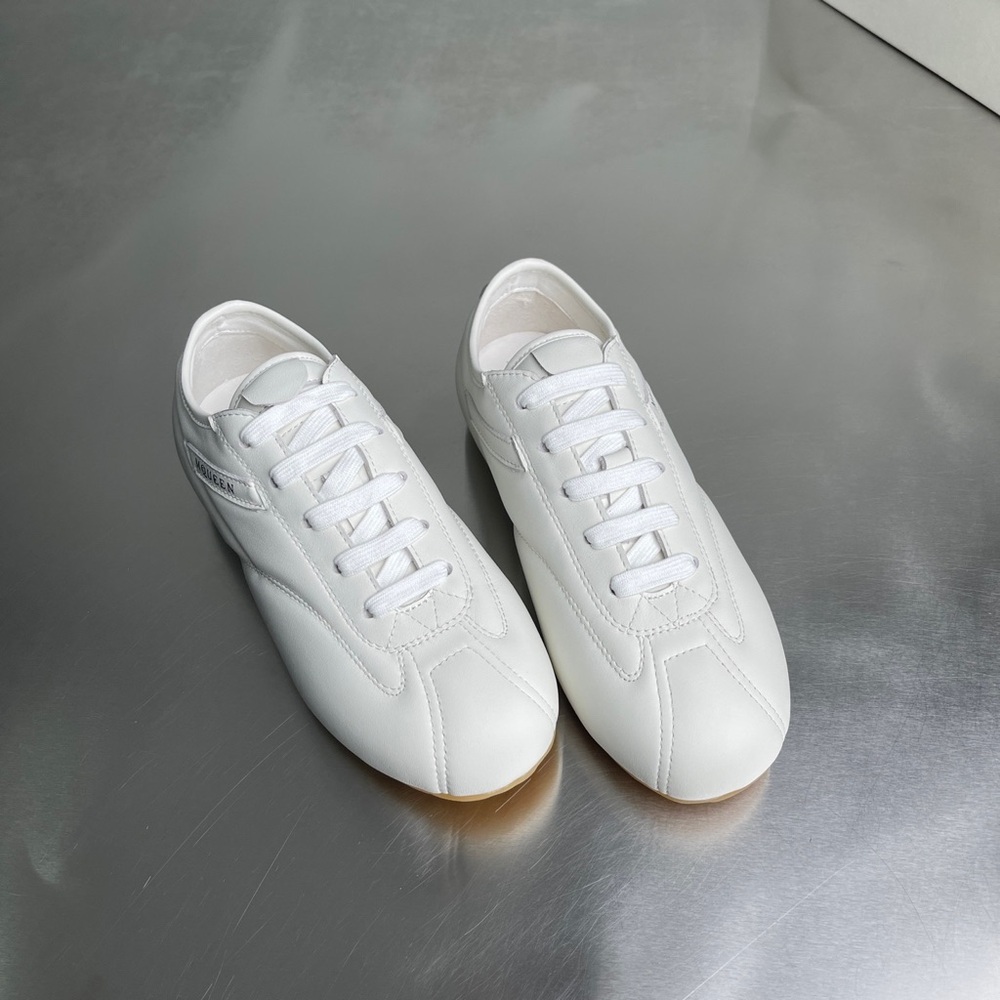 Alexander McQueen White Leather Low-Profile Lace-Up Sneakers